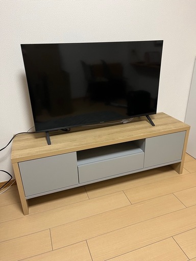 テレビ台 ローボード 木目調 グレー 引き出し付き キャビネット　収納　ビデオ　130cm