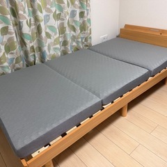 シングルベッドフレーム（オーク）＋ 高反発マットレス セットの画像