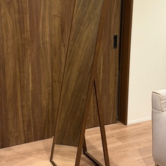 無印良品 MUJI 無印 ウォールナット材 木製ミラー スタンドミラー鏡の画像