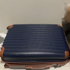 ネイビー×ブラウン 大型スーツケース キャリーケースの画像