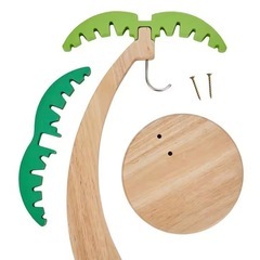 【新品】木製バナナラック 吊り下げキッチンラック 模擬葉装飾フルーツ垂直収納ラック フック付き キッチン装飾の画像