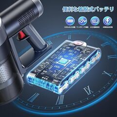 コードレス掃除機 135KPa強力吸引 65分稼働 軽量 低騒音 自立式の画像