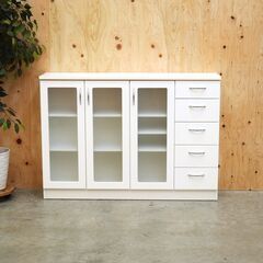 ≪zyt2965ジ限≫ ニトリ カウンター下収納 幅120cm　　吉川木工製造/大川家具/キッチンカウンター/カップボード/食器棚/薄型/中古家具/リユースストレージ仙台 080330-54の画像