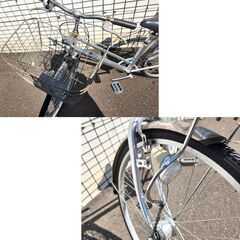 27インチ 自転車 3段変速 パンクしにくいタイヤ カゴ付き カギ付き ライト付き シティサイクル 通勤 通学 買い物 札幌 北20条店の画像