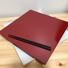 漆　折敷　赤　2枚セットの画像