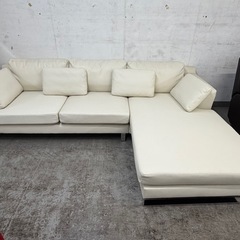 【愛品館 江戸川店 】LOWYA フェイクレザー3Pカウチソファ（ロウヤ）の画像