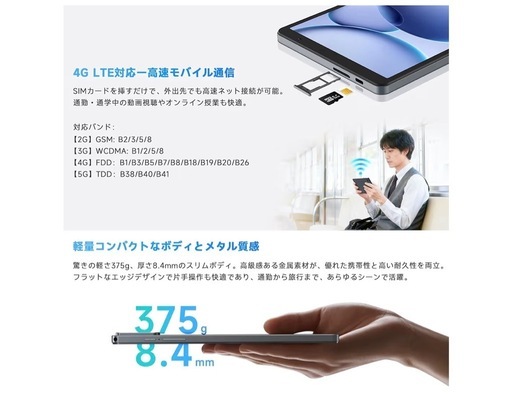 新品未開封　タブレット　4GLTE通話対応 　 android16 8.7インチ