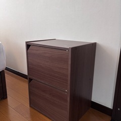 サイドチェスト 棚 収納 ブラウン 高さ49x幅37x奥行き29cmの画像