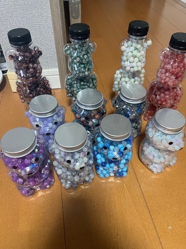 【在庫処分】ガラスビーズまとめ売りテグス付き