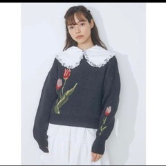 merry jenny チューリップ ニット プルオーバー グレーの画像
