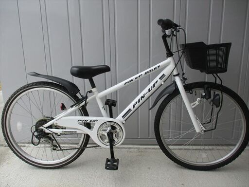 E982★15800円★整備済み 中古子供自転車 【ジュニアマウンテン　24インチ　白　ピンアップ 】