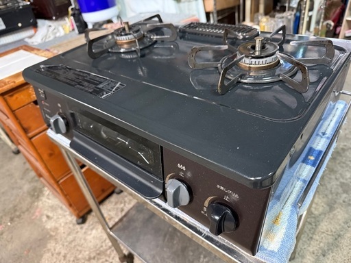 パロマ幅56㎝コンパクトガステーブル IC-S37-R LPガス用/右強火 幅560奥行447高さ180m グレー