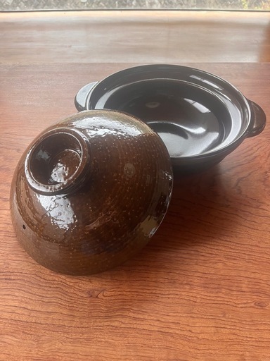 ［新品・未使用品］長谷園の伊賀土鍋アメ釉　大（3〜5人用）
