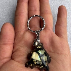 奄美大島 貝細工 キーホルダー 夜光貝風 鈴付き お土産の画像