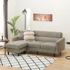 ニトリ カウチソファ 3人掛け グレー オットマン付き L字ソファの画像