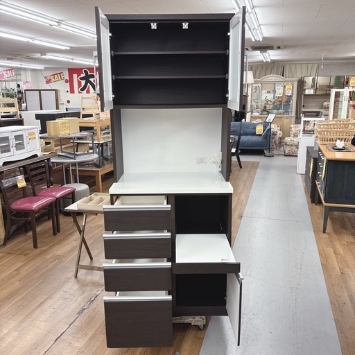 【?買取市場 柴田店】 I523 ? ジモティー限定価格！ NITORI キッチンボード 食器棚  ⭐ クリーニング済