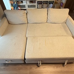 【4/4引取限定価格】NITORI収納付きカウチソファベッド 布張りタイプ (ノアーク2 GY)の画像