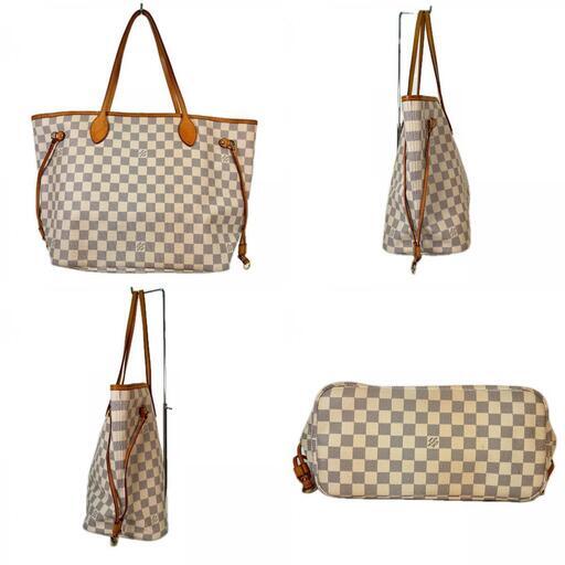 本物保証 LOUIS VUITTON ルイ・ヴィトン ネヴァーフル トートバッグ ブルーグレー アイボリー PVCコーティングキャンバ