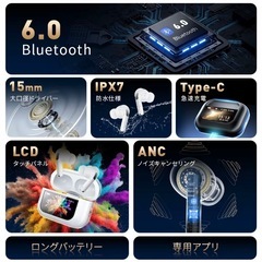 液晶付きワイヤレスイヤホンの画像
