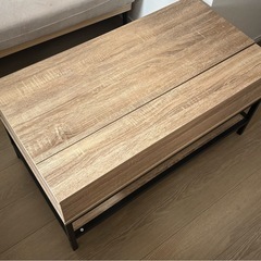 昇降式テーブル　ローテーブル　ウッド調の画像