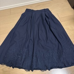 水彩シャツとネイビー刺繍スカートの画像