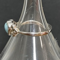 シルバーリング ハートストーン 15号 925 メンズ レディース ターコイズ調 ラリマーリング ラリマー S925 指輪 天然石の画像