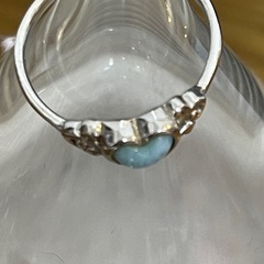 シルバーリング ハートストーン 15号 925 メンズ レディース ターコイズ調 ラリマーリング ラリマー S925 指輪 天然石の画像