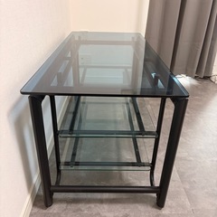 【4/4日中限定配送可】ガラスラック 3段 ブラック モダンの画像