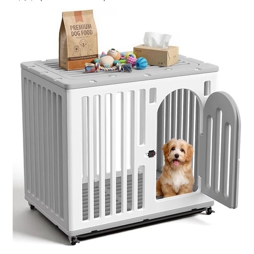 新品 犬 ケージ MAZOT ペットケージ 【インテリアに馴染む白×灰】 キャスター付き 犬 ゲージ 中型犬 大型犬 室内 屋内用 掃除しやすい 2段式ドア 引き出しトレー付き 組み立て簡単 (85×58×72cm)