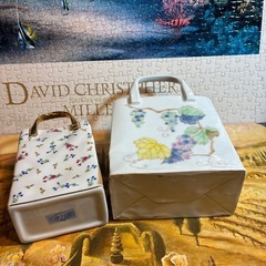 陶器 小物入れ 2点セット バッグ型 ORIBE 花柄 インテリアの画像