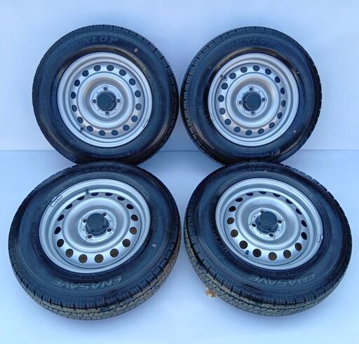値下げしました。NV150 ADバン ファミリアバン ランサーバン用 【日産純正スチールホイール】J14×5J 4穴 センターキャップ付 【夏タイヤ】ダンロップエナセーブ 165R14 6P.R.LT　