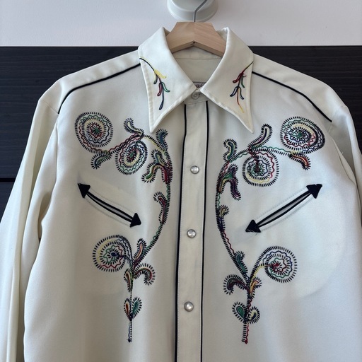 70s HbarC 刺繍ウエスタンシャツ　XLサイズ