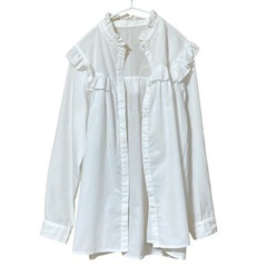 GRL ヨークフリルバンドカラーシャツ ブラウス tu193 ホワイト Ｌの画像