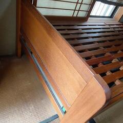 木製ベッド　大きめ シングルサイズ　ネジなし簡単組み立て 横幅105cm×長さ195cm　の画像