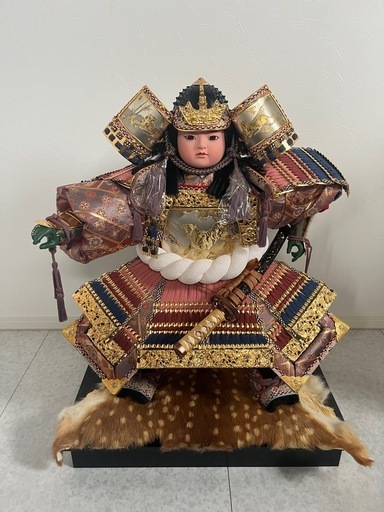 五月人形 子供大将 鎧着武者 鳳玉作 彫金 美品 フルセット 箱・付属品一式あり 端午の節句