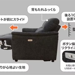 ニトリ電動リクライニングソファUSBポート付きの画像