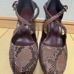 【JILL STUART】　蛇革風　ヒールパンプス　ブラウン　24 日本製　美品の画像