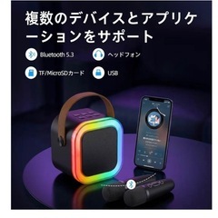 カラオケセット Bluetooth5.3 スピーカー マイク 2本の画像