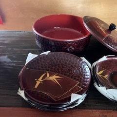 菓子器　菓子皿　茶托のセット　未使用品　昭和のお品物の画像