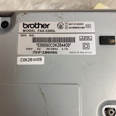 FAX brotherブラザー FAX330DL 本体＋子機1台【ZW-033】の画像