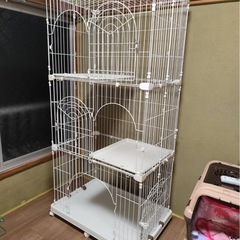 アイリスオーヤマ 猫用 キャスター付き三段ケージ (中古品)の画像