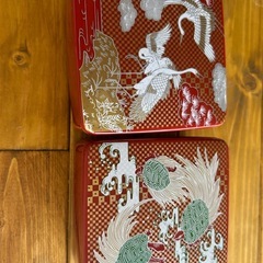 昭和　未使用 和風　漆器 重箱 黒地 赤花模様　3セットの画像