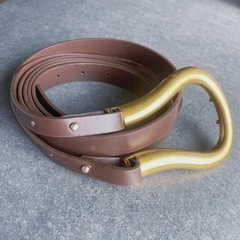 新品　未使用　馬蹄バックル　ホースシュー　ベルト　ベルト レディース ウエストマーク おしゃれ スーツ ワイド ガードル バックル 飾り 夏 ワンピース ブラウンの画像