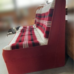 フロアソファ レトロ柄　1人掛け、2人掛けセットの画像