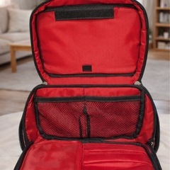 メイクボックス ブラック キルティング大容量 鏡・ポーチ付き バニティケースの画像