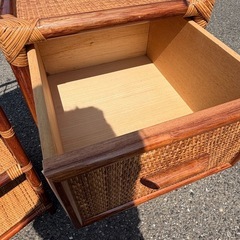【美品】ラタン（籐）家具 3点セット チェスト2台＋棚1台 昭和レトロ アジアン家具 の画像