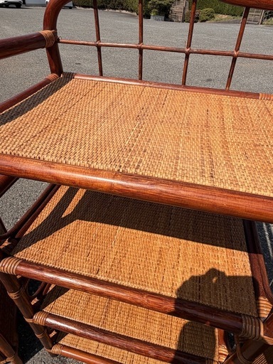 【美品】ラタン（籐）家具 3点セット チェスト2台＋棚1台 昭和レトロ アジアン家具 