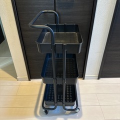 ブラック スチール3段ワゴンの画像