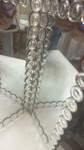 【美品】クリスタル装飾 卓上ミラー 三面鏡