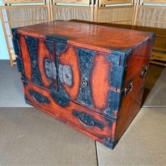 船箪笥　桐箪笥　漆塗り　時代箪笥 引出し収納 和家具 アンティーク 伝統工芸の画像